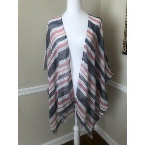 NWT Calvin Klein Striped Kimono Cape Wrap Red White Blue Sheer One Size